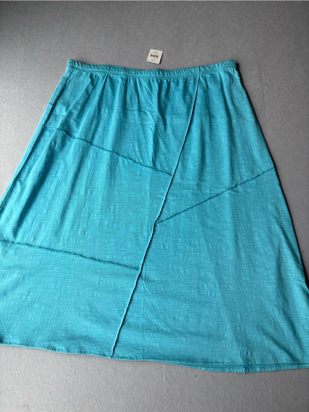 J. Jill Aqua Cotton Elastic-Waist Asymmetric Skirt 100% cotton sz XL flowy midi - Picture 2 of 8
